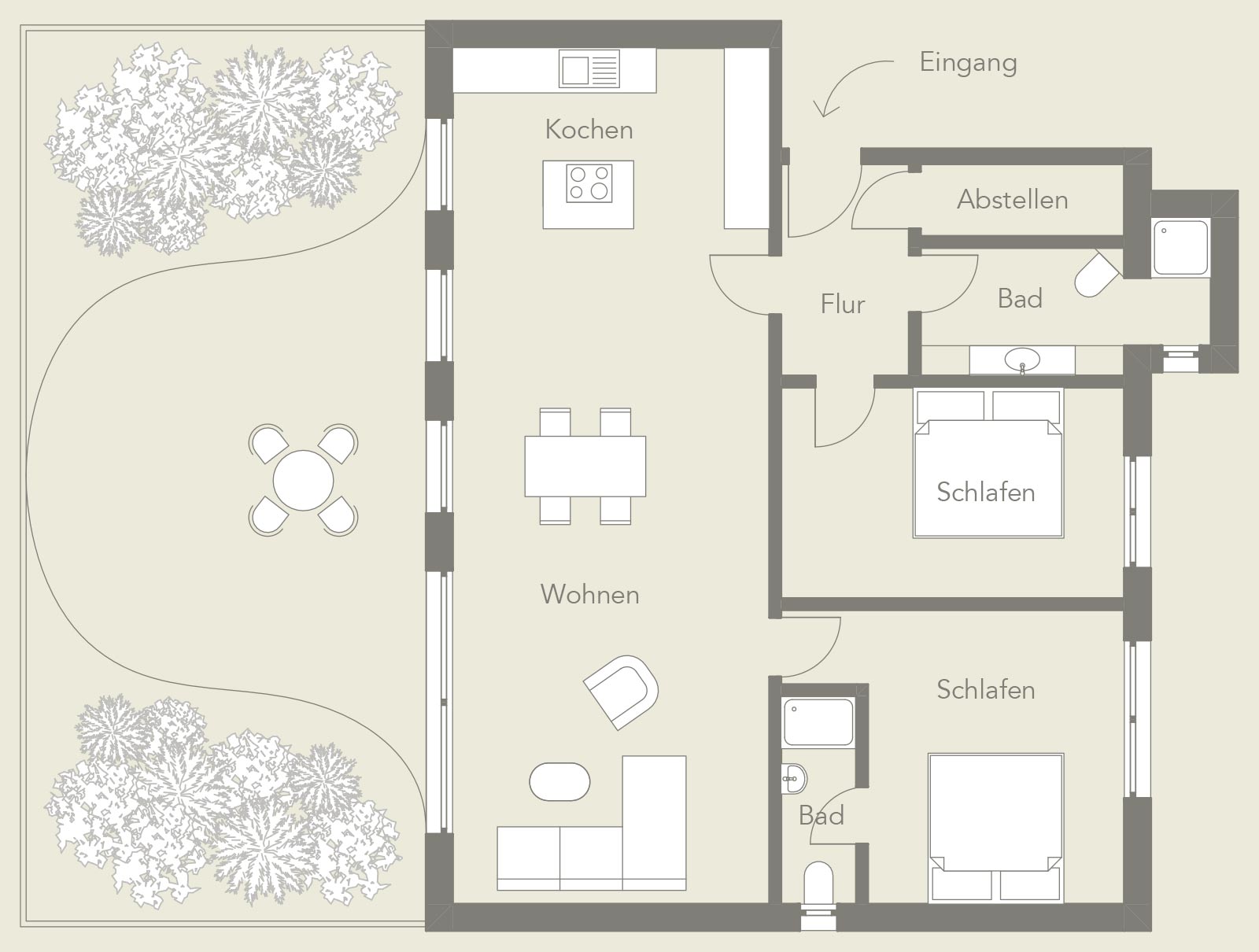Raum Ferienwohnung Über den Fässern